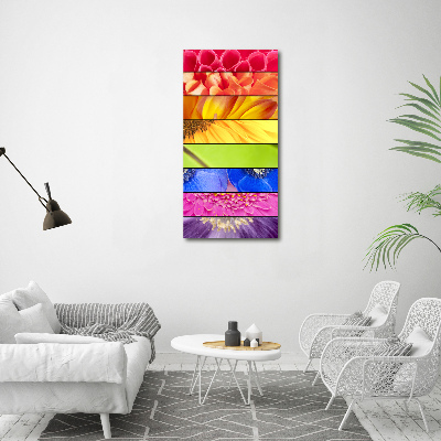Glasbild vertikales Bunte Blumen