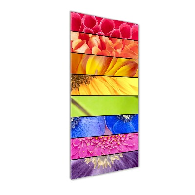 Glasbild vertikales Bunte Blumen