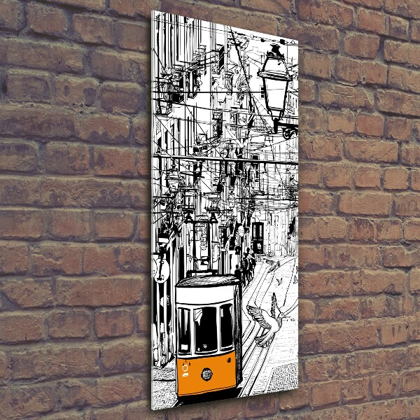 Bild aus glas vertikales Straßenbahn Lissabon