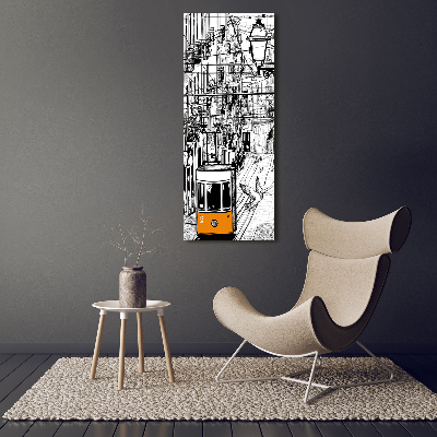 Bild aus glas vertikales Straßenbahn Lissabon