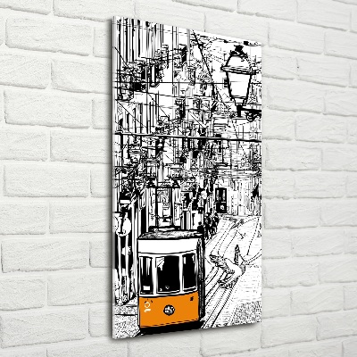 Bild aus glas vertikales Straßenbahn Lissabon