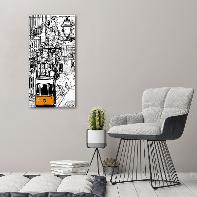 Bild aus glas vertikales Straßenbahn Lissabon