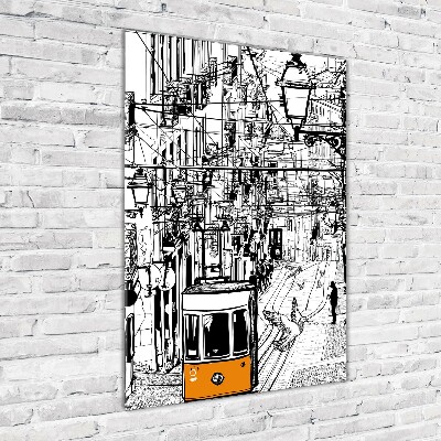 Bild aus glas vertikales Straßenbahn Lissabon