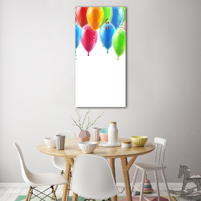 Bild aus glas vertikales Bunte Luftballons