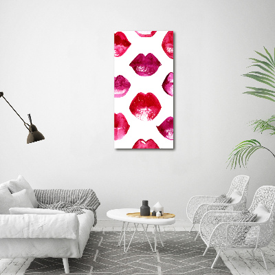 Glasbild vertikales Rote Lippen