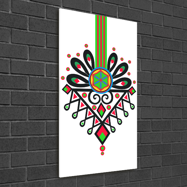 Glasbild vertikales Polnisches Volksmuster