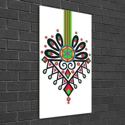 Glasbild vertikales Polnisches Volksmuster