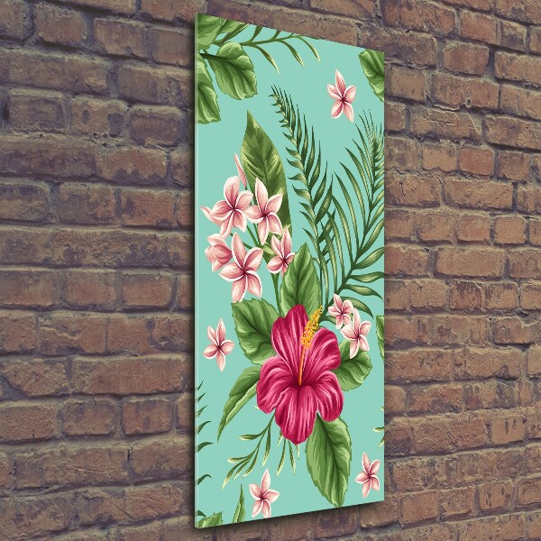Bild aus glas vertikales Hawaiianische Blumen