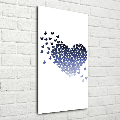 Bild aus glas vertikales Herz aus Schmetterlingen