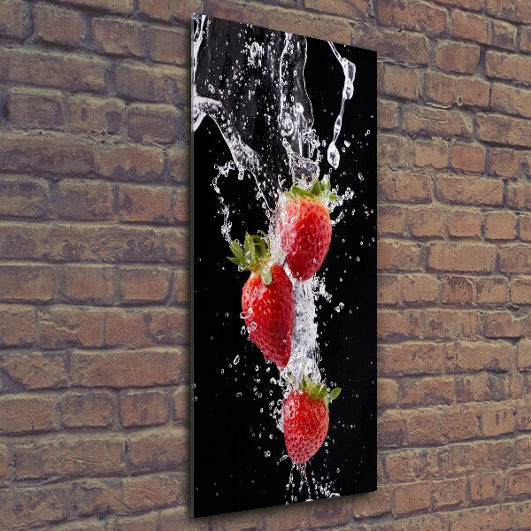 Glasbild vertikales Erdbeeren