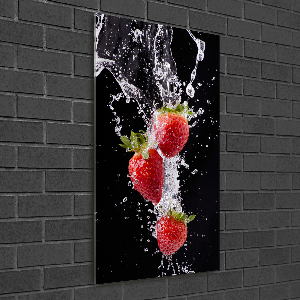 Glasbild vertikales Erdbeeren