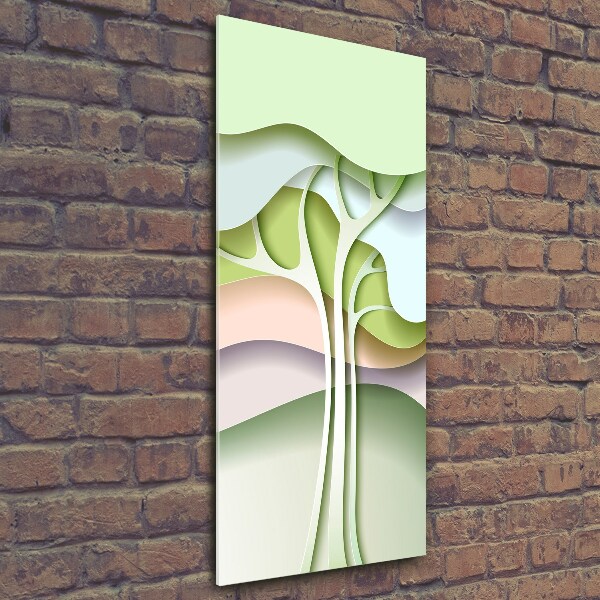 Glasbild vertikales Abstrakter Baum