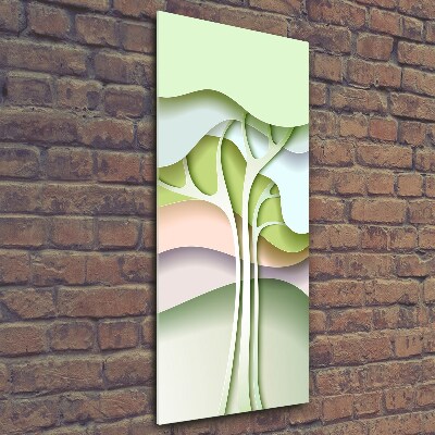 Glasbild vertikales Abstrakter Baum