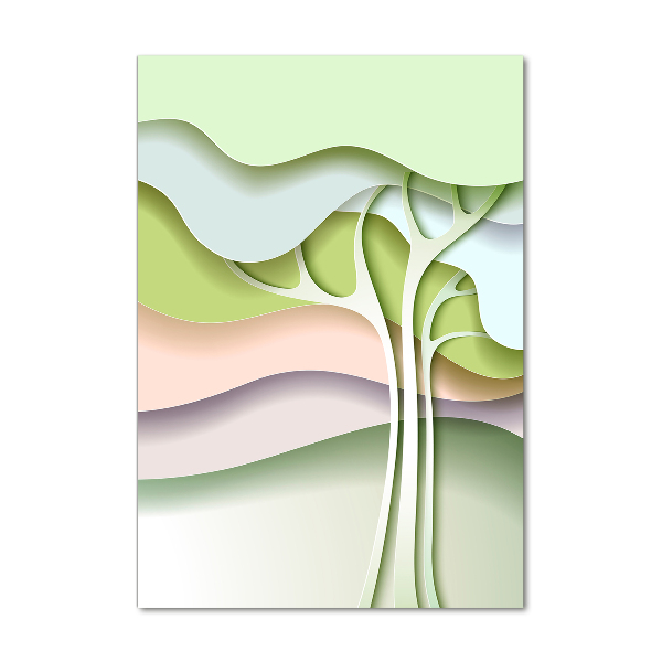 Glasbild vertikales Abstrakter Baum