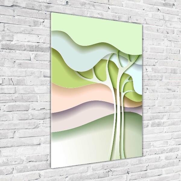 Glasbild vertikales Abstrakter Baum