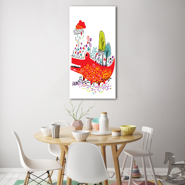 Glasbild vertikales Krokodil