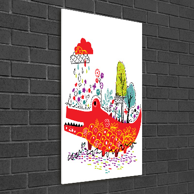 Glasbild vertikales Krokodil