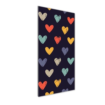 Bild aus glas vertikales Bunte Herzen