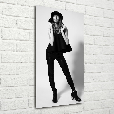 Bild aus glas vertikales Frau in Schwarz