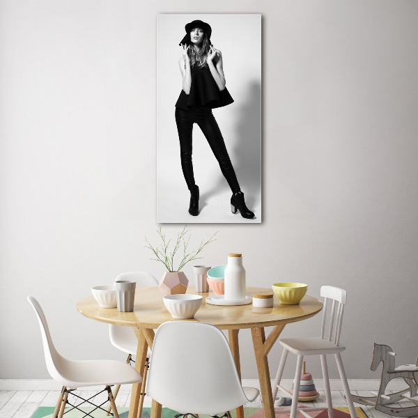 Bild aus glas vertikales Frau in Schwarz