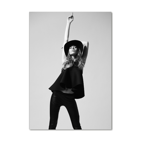 Foto auf glas vertikales Frau in Schwarz