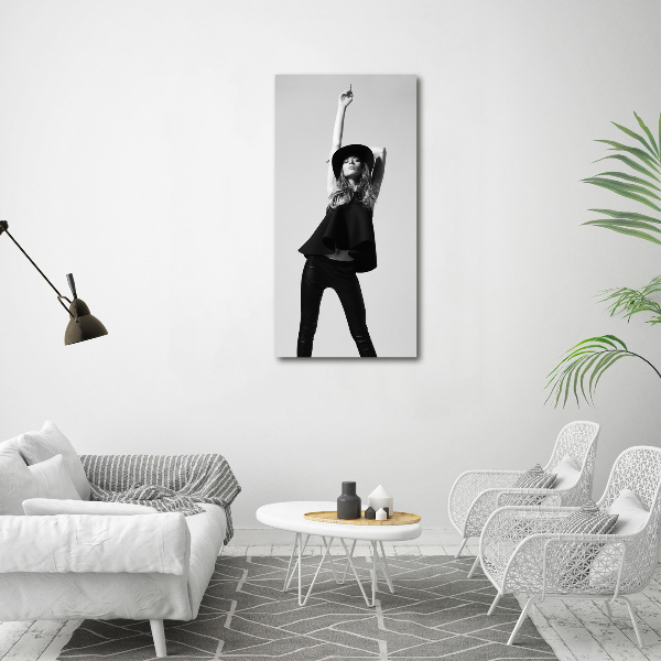 Foto auf glas vertikales Frau in Schwarz