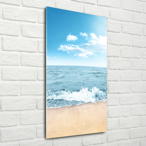 Glasbild vertikales Strand und Meer