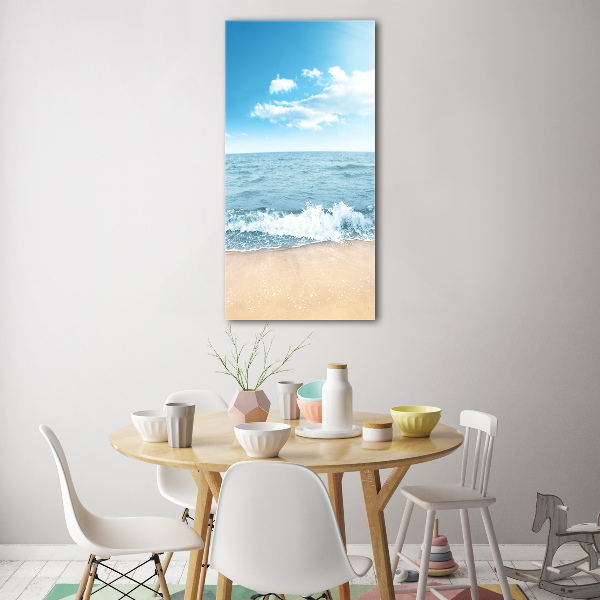 Glasbild vertikales Strand und Meer