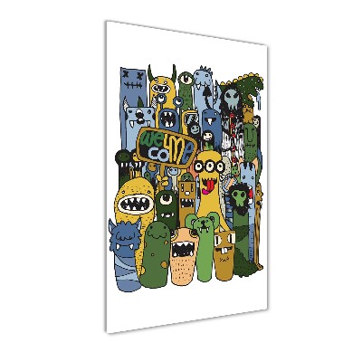 Glasbild vertikales Verrückte Monster