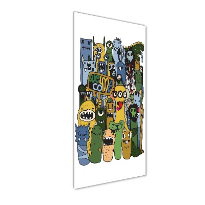 Glasbild vertikales Verrückte Monster