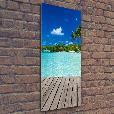 Glasbild vertikales Tropischer Strand