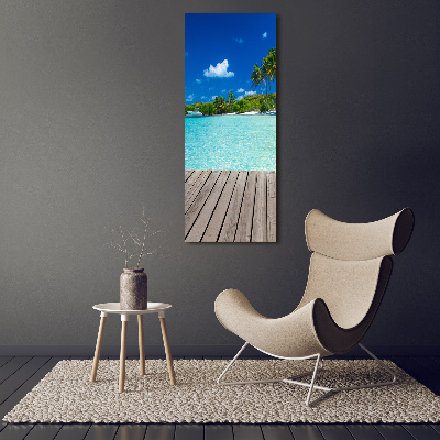 Glasbild vertikales Tropischer Strand