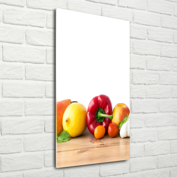 Glasbild vertikales Obst und Gemüse