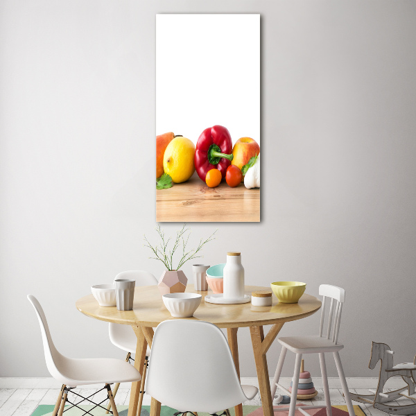 Glasbild vertikales Obst und Gemüse