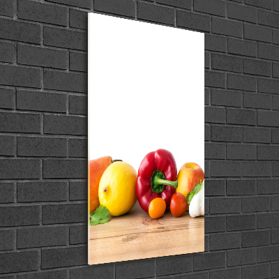 Glasbild vertikales Obst und Gemüse