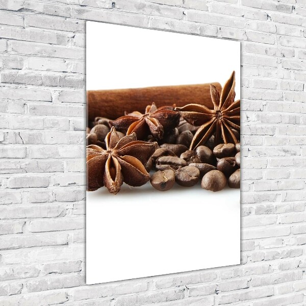Glasbild vertikales Kaffeebohnen