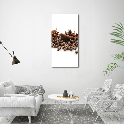 Glasbild vertikales Kaffeebohnen