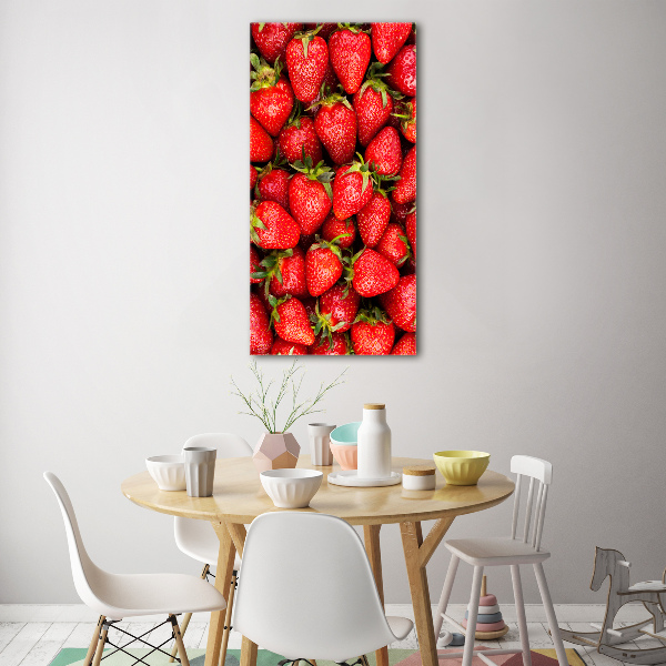 Glasbild vertikales Erdbeeren