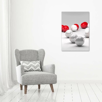 Foto auf glas vertikales Rote und weiße Bälle