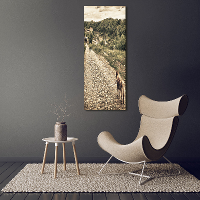 Glasbild vertikales Zwei Hunde vom Hügel