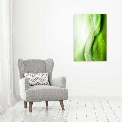 Glasbild vertikales Hintergrund mit grünen Wellen