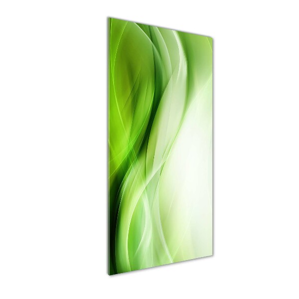 Glasbild vertikales Hintergrund mit grünen Wellen