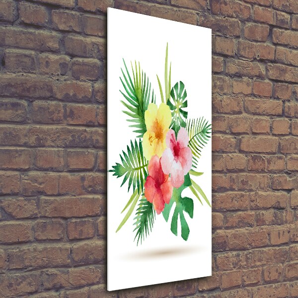 Bild aus glas vertikales Hawaiianische Blumen
