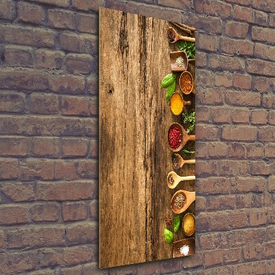 Glasbild vertikales Bunte Gewürze