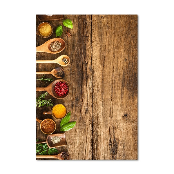 Glasbild vertikales Bunte Gewürze