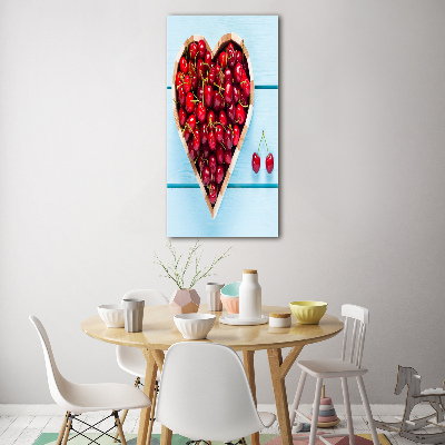 Bild aus glas vertikales Kirschen auf Holz