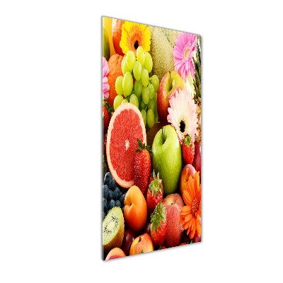 Glasbild vertikales Früchte und Blüten