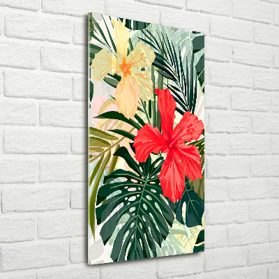 Glasbild vertikales Hawaiianische Blumen