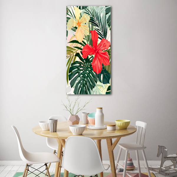 Glasbild vertikales Hawaiianische Blumen