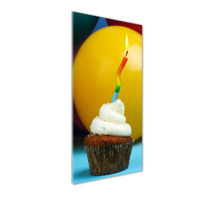 Glasbild vertikales Geburtstagscupcake